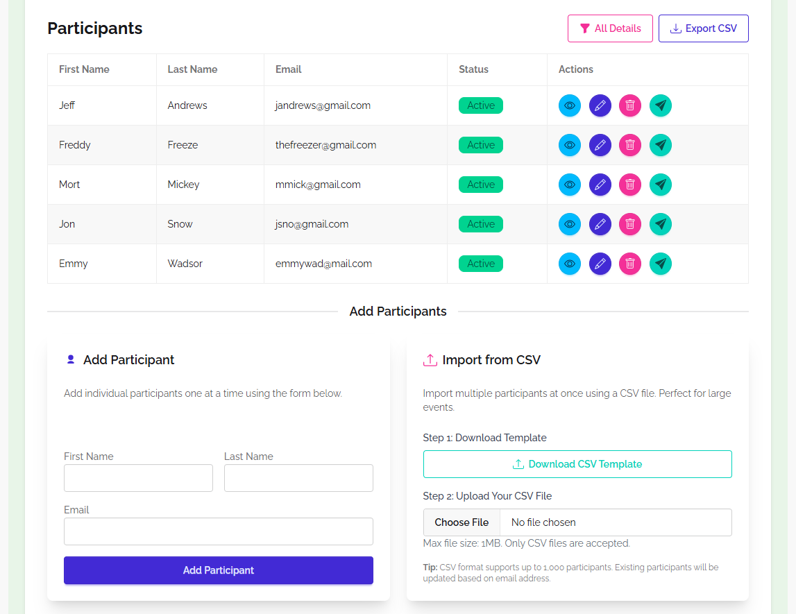 Participant management